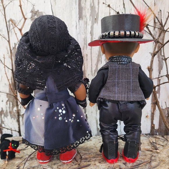 🎨 8 Inch Little Bitty Baby Traditional Gothic Boy and Girl Outfits - Picture 10 of 15